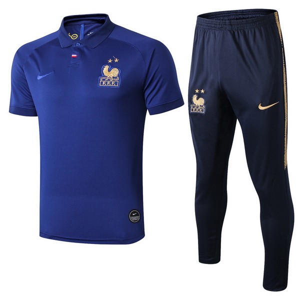 Polo Komplett Set Frankreich 100th Blau Gold